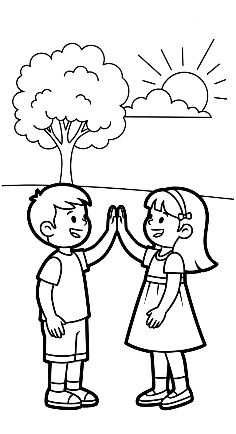 hình tô màu đôi bạn thân in ngay