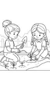 hình tô màu đôi bạn thân cho bé 7-8 tuổi