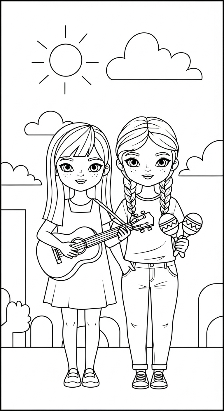 hình tô màu đôi bạn thân cho bé 7-8 tuổi 1