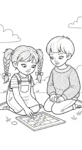 mẫu in hình tô màu đôi bạn thân cho bé
