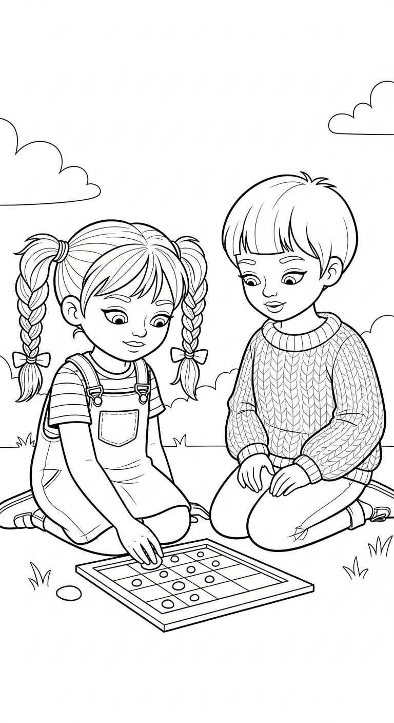 mẫu in hình tô màu đôi bạn thân cho bé