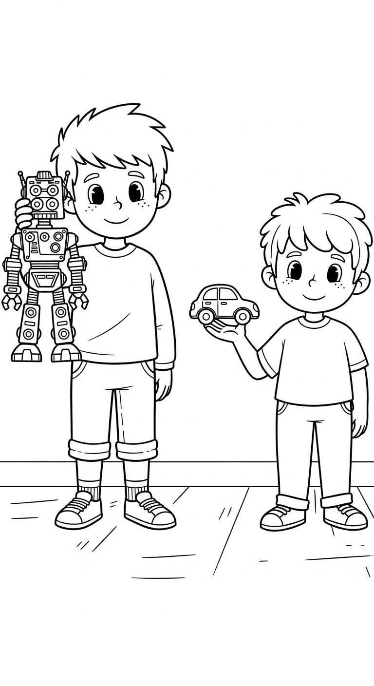 hình tô màu đôi bạn thân cho bé 5 tuổi