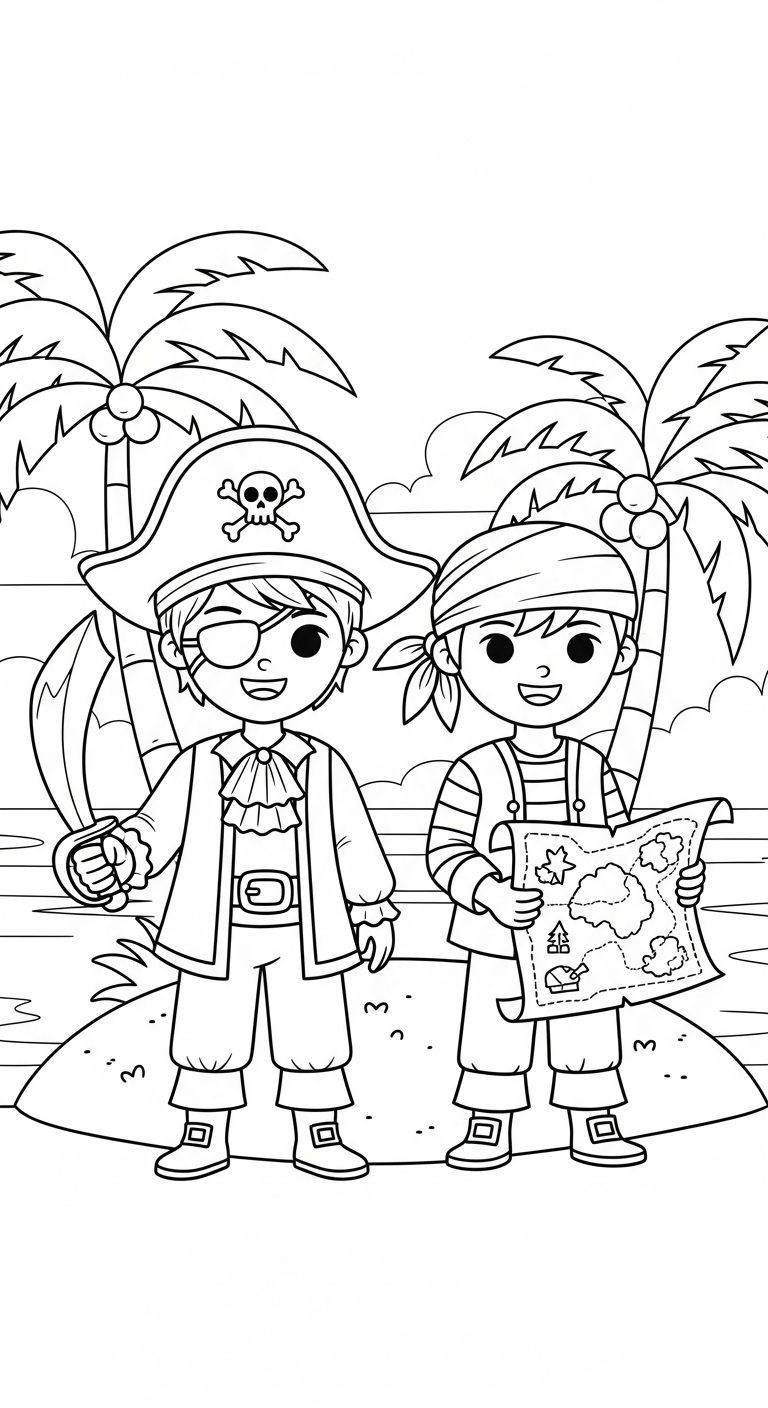 mẫu hình tô màu đôi bạn thân cho bé