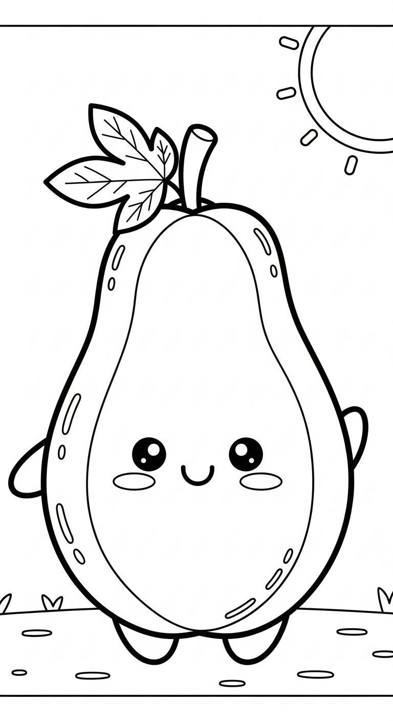 in hình tô màu đu đủ cho bé