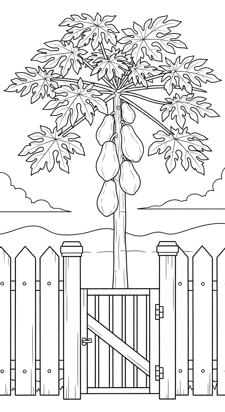 in hình tô màu đu đủ