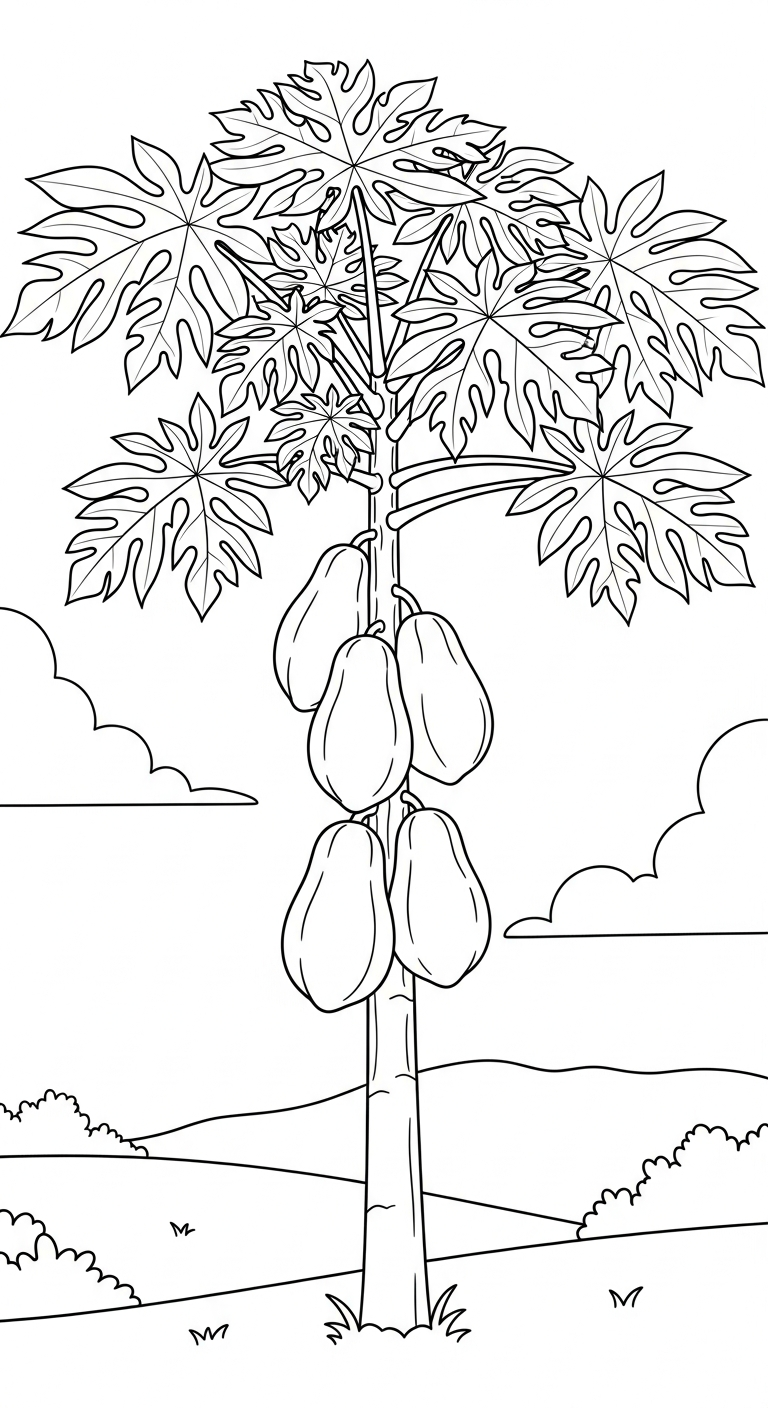 in hình tô màu đu đủ cho bé 6 tuổi 1