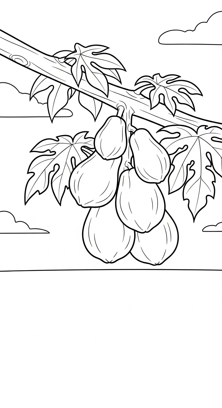 in tranh tô màu đu đủ cho bé 8 tuổi