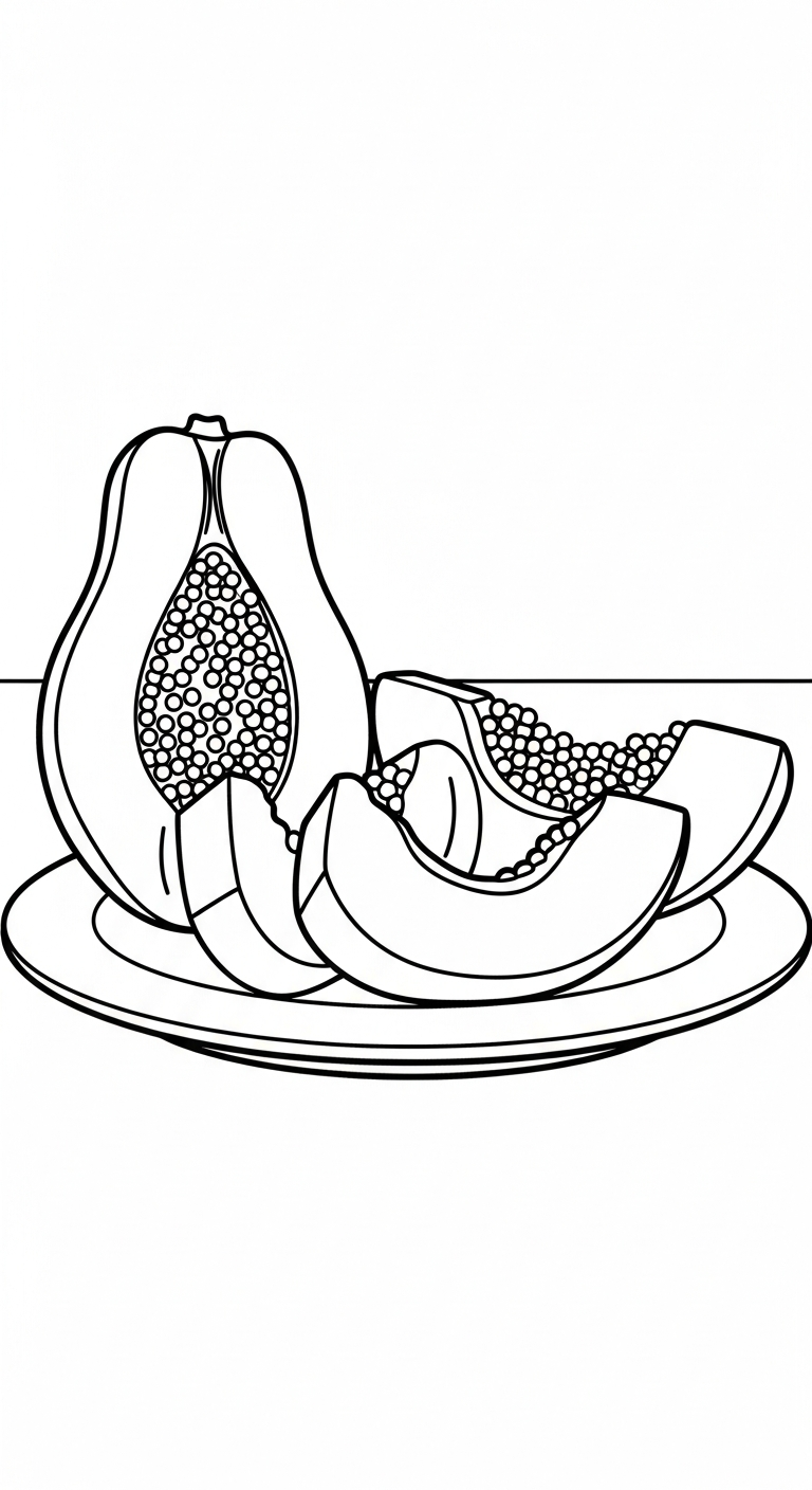 in tranh tô màu đu đủ cho bé 7 tuổi