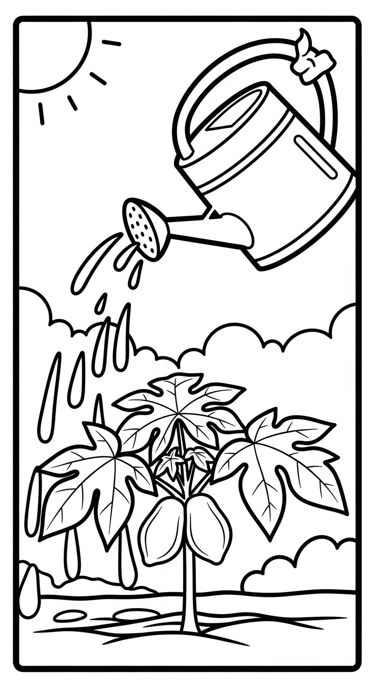 hình tô màu đu đủ cho bé 6 tuổi