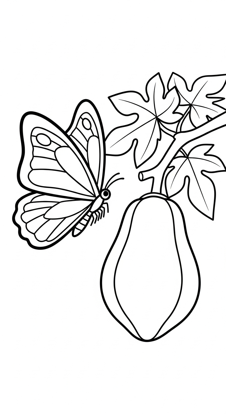 tranh tô màu đu đủ cho bé 4 tuổi