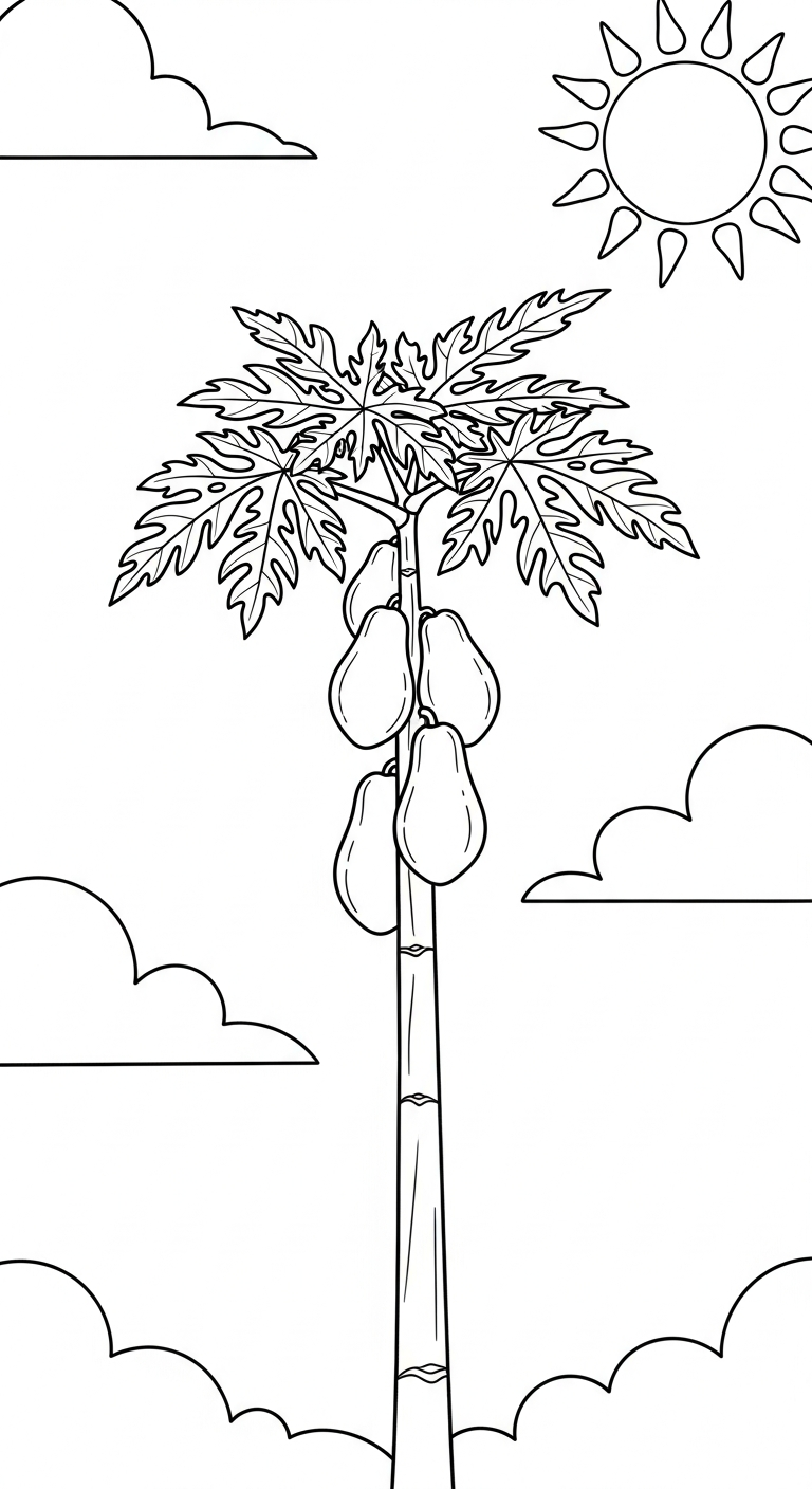 tải tranh tô màu đu đủ cho bé 5 tuổi