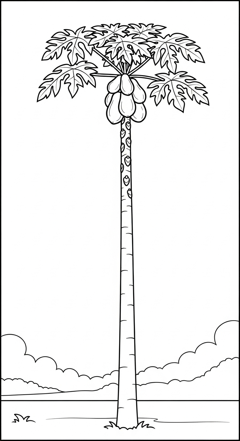 tải tranh tô màu đu đủ cho bé 1