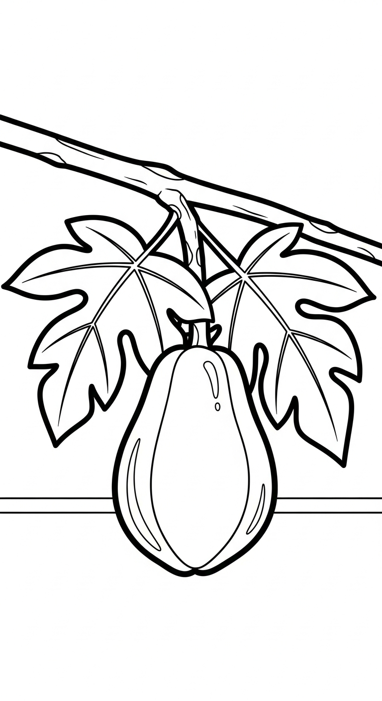 hình tô màu đu đủ cho bé 4 tuổi