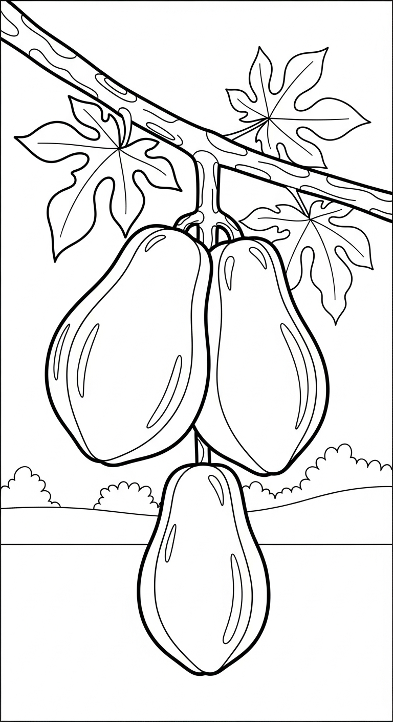 in tranh tô màu đu đủ 1