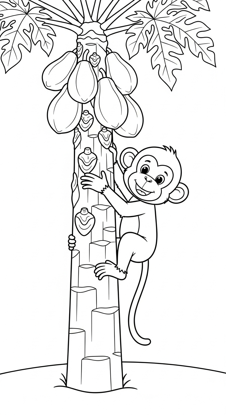 in tranh tô màu đu đủ