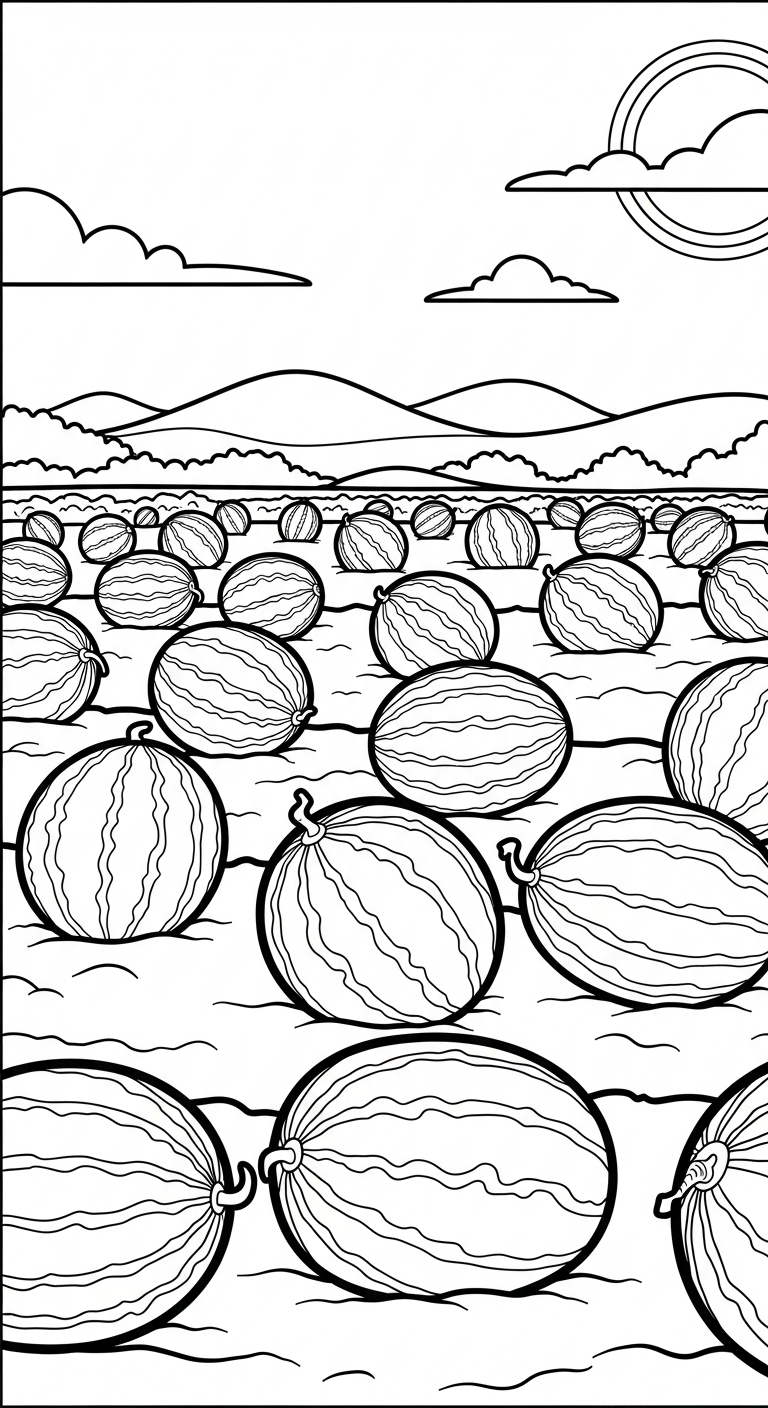 tải tranh tô màu dưa hấu cho bé 5 tuổi
