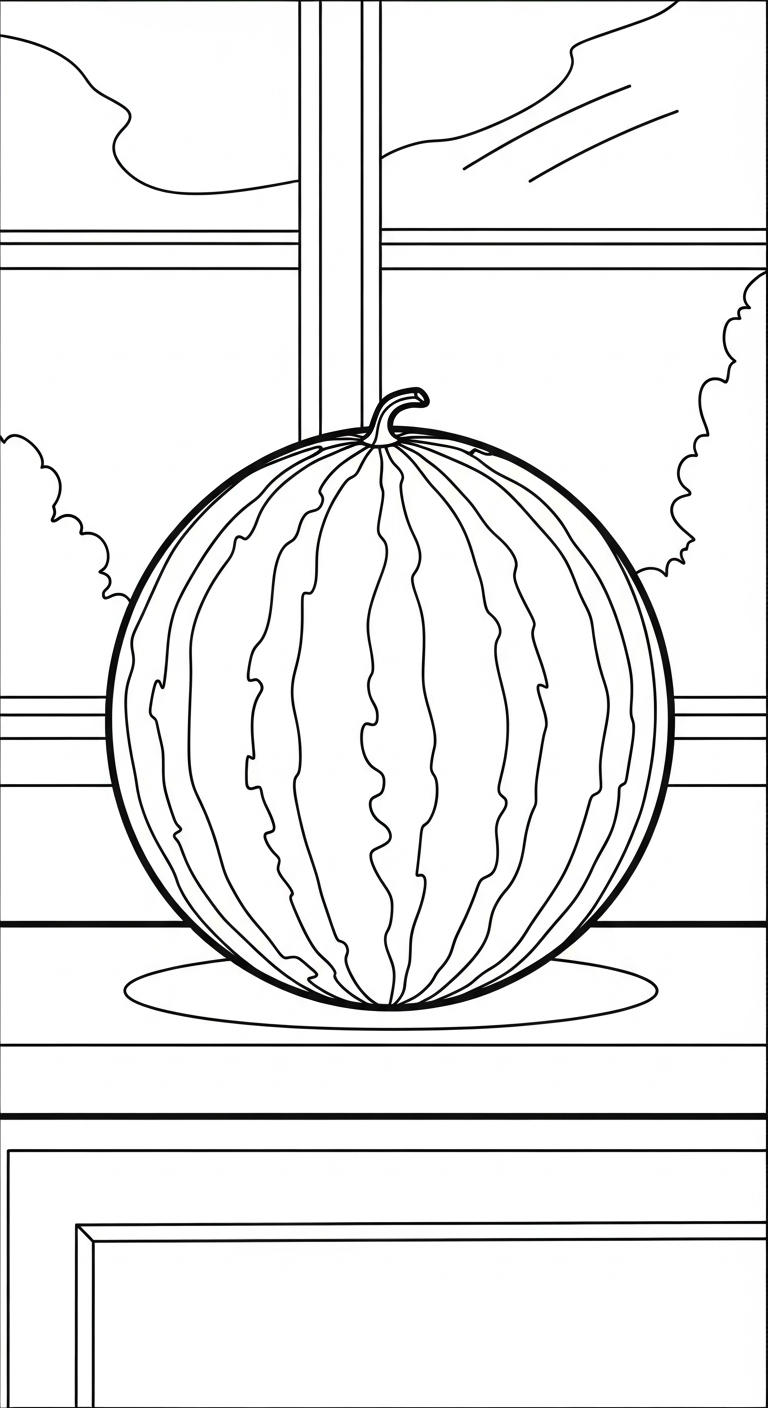 file tranh tô màu dưa hấu cho bé 4-5 tuổi