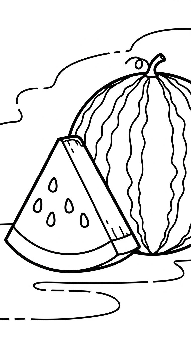 mẫu tranh tô màu dưa hấu cho bé