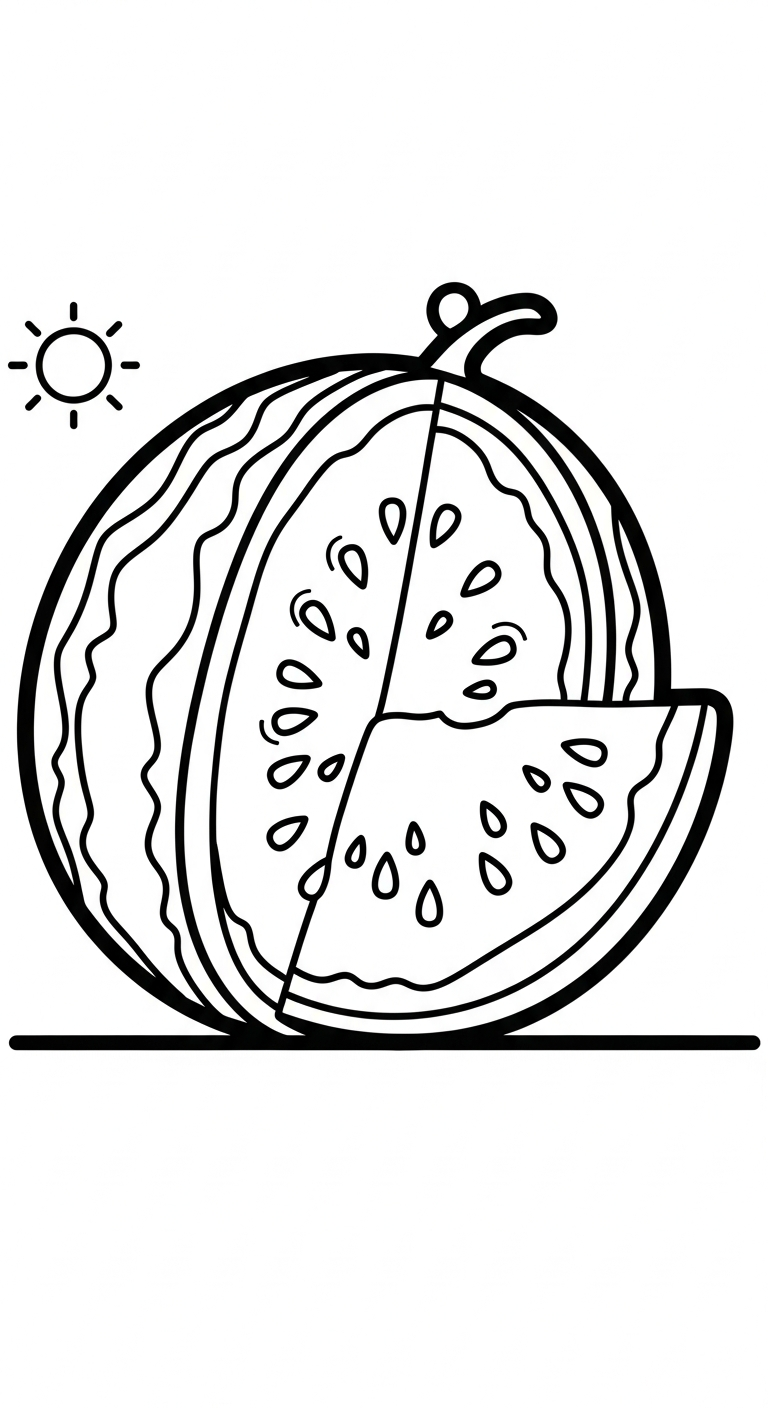 hình tô màu dưa hấu cho bé 6 tuổi miễn phí