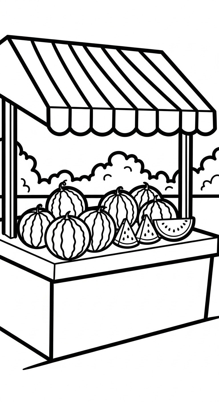 tải tranh tô màu dưa hấu cho bé 4 tuổi