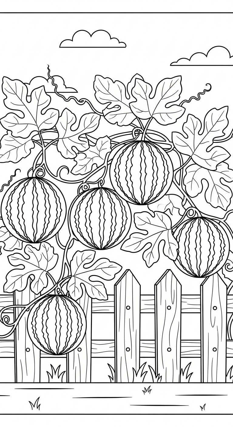 tải tranh tô màu dưa hấu cho bé 8 tuổi