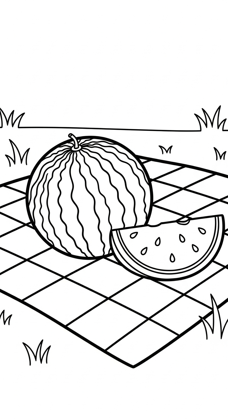 tranh tô màu dưa hấu cho bé 3 tuổi