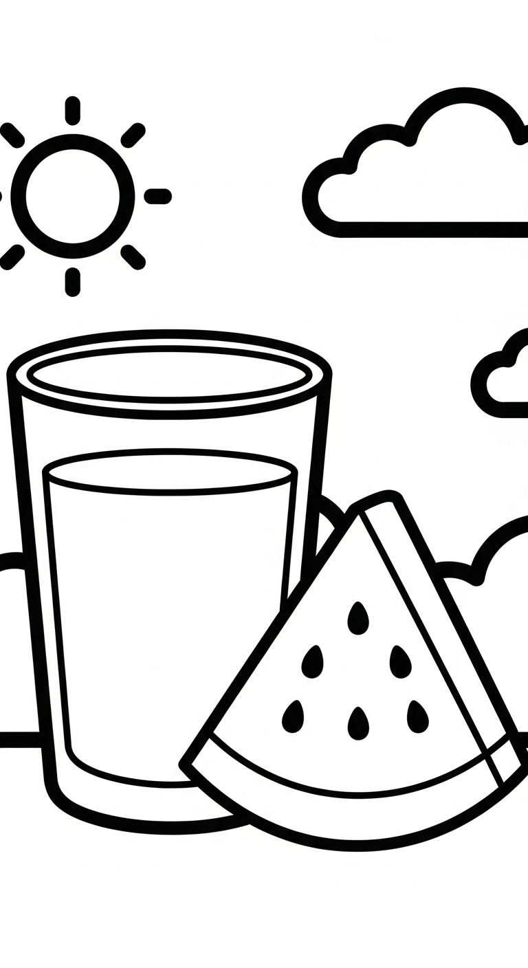 file hình tô màu dưa hấu cho bé in