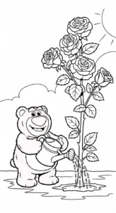in tranh tô màu gấu dâu lotso cho bé 5 tuổi