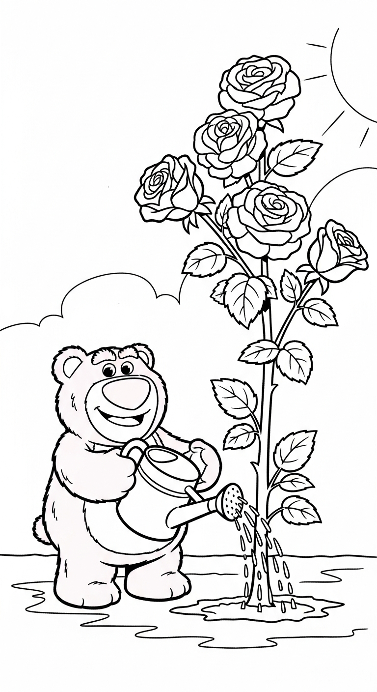 in tranh tô màu gấu dâu lotso cho bé 5 tuổi