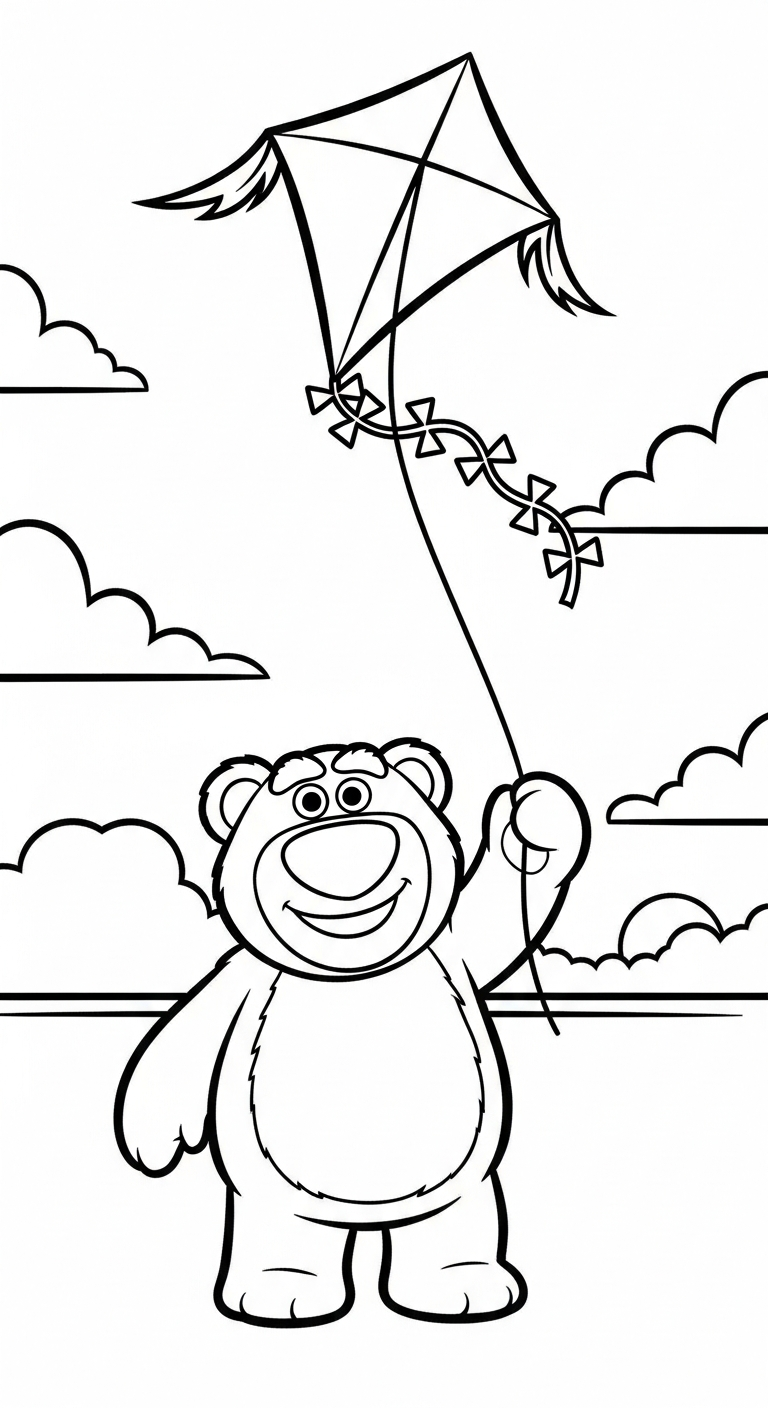 file tranh tô màu gấu dâu lotso cho bé 4-5 tuổi