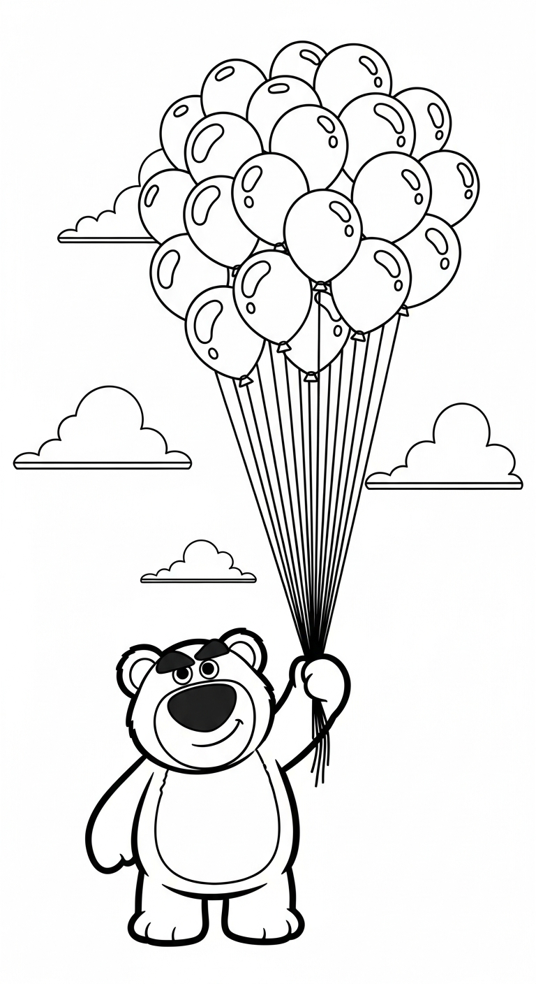 in hình tô màu gấu dâu lotso cho bé 3 tuổi