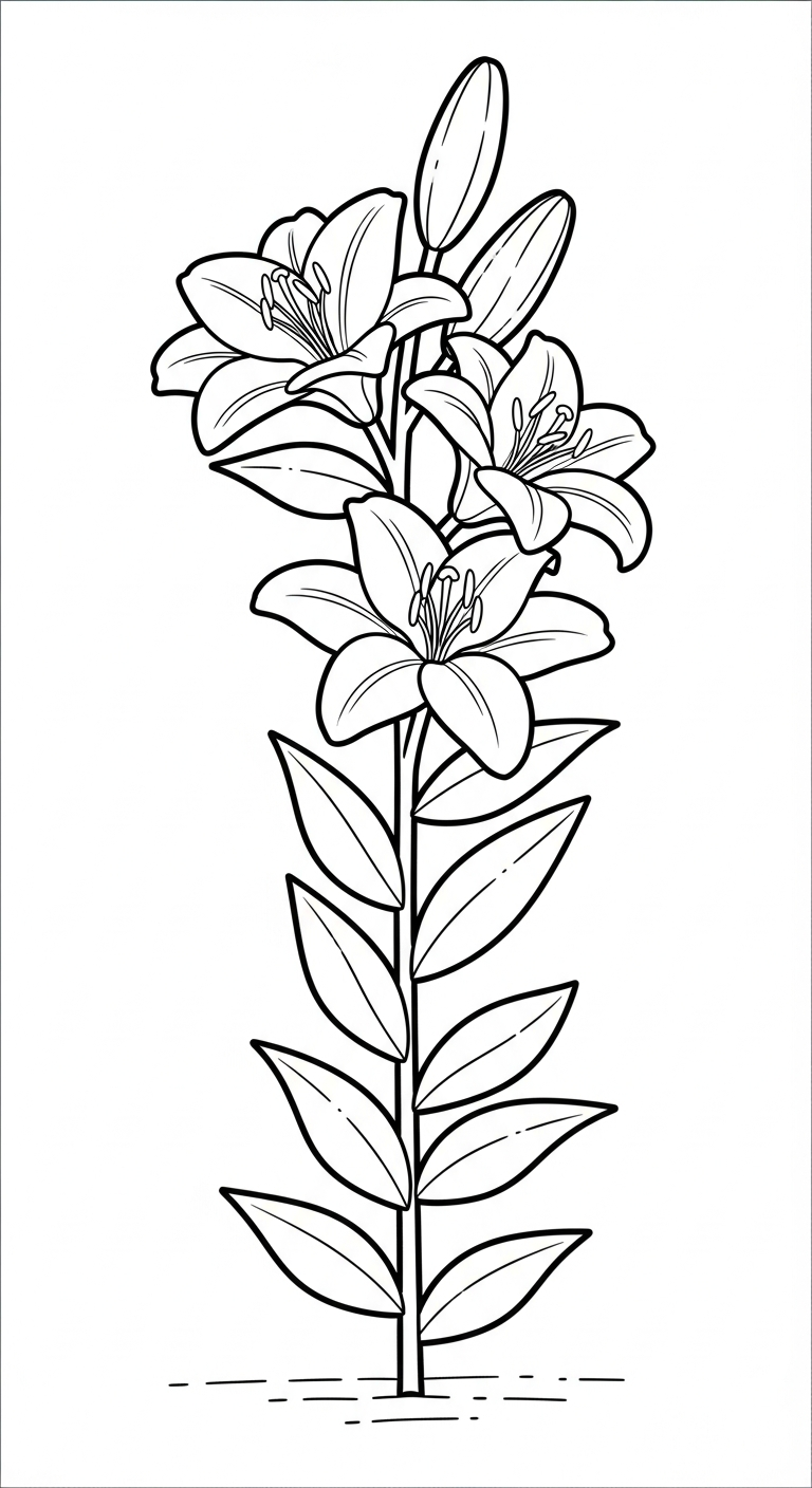 hình tô màu hoa Ly cho bé 6 tuổi