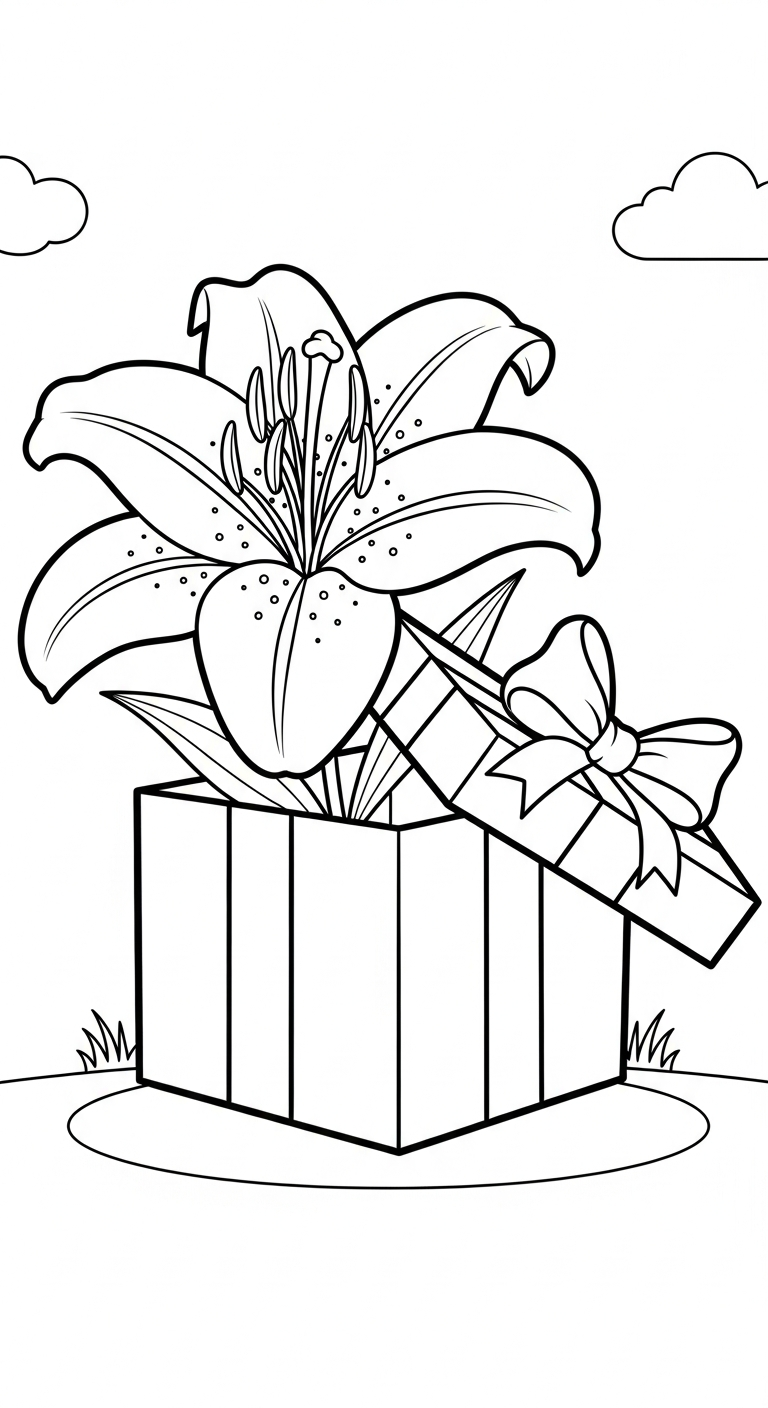 in tranh tô màu hoa Ly cho bé 8 tuổi