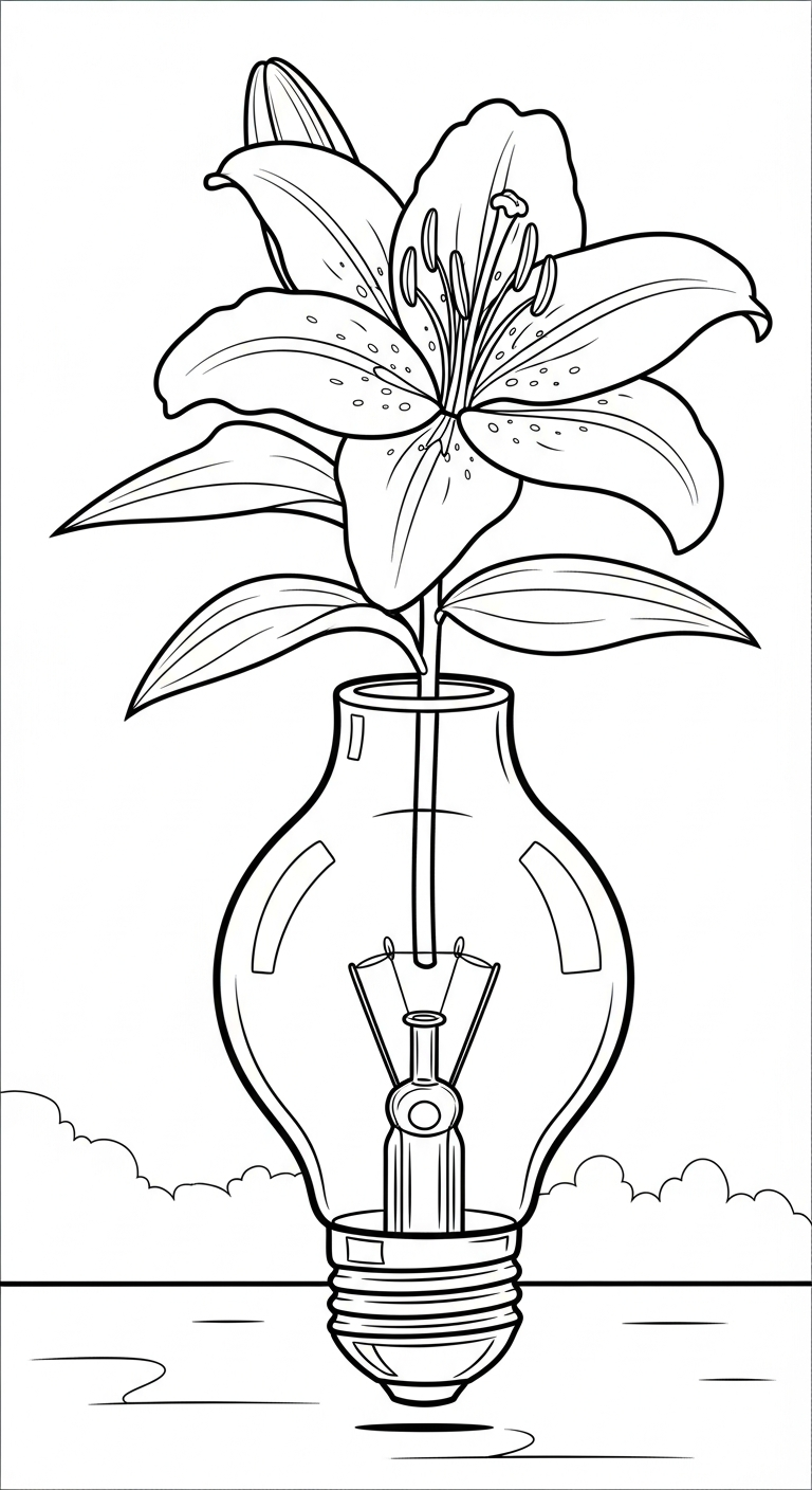 tranh tô màu hoa Ly cho bé đơn giản