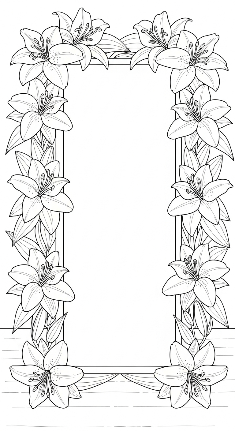 mẫu in hình tô màu hoa Ly cho bé