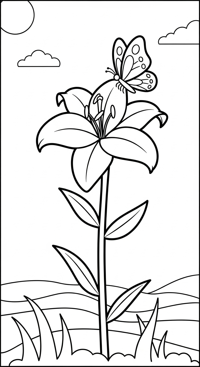 tranh tô màu hoa Ly cho bé tải về