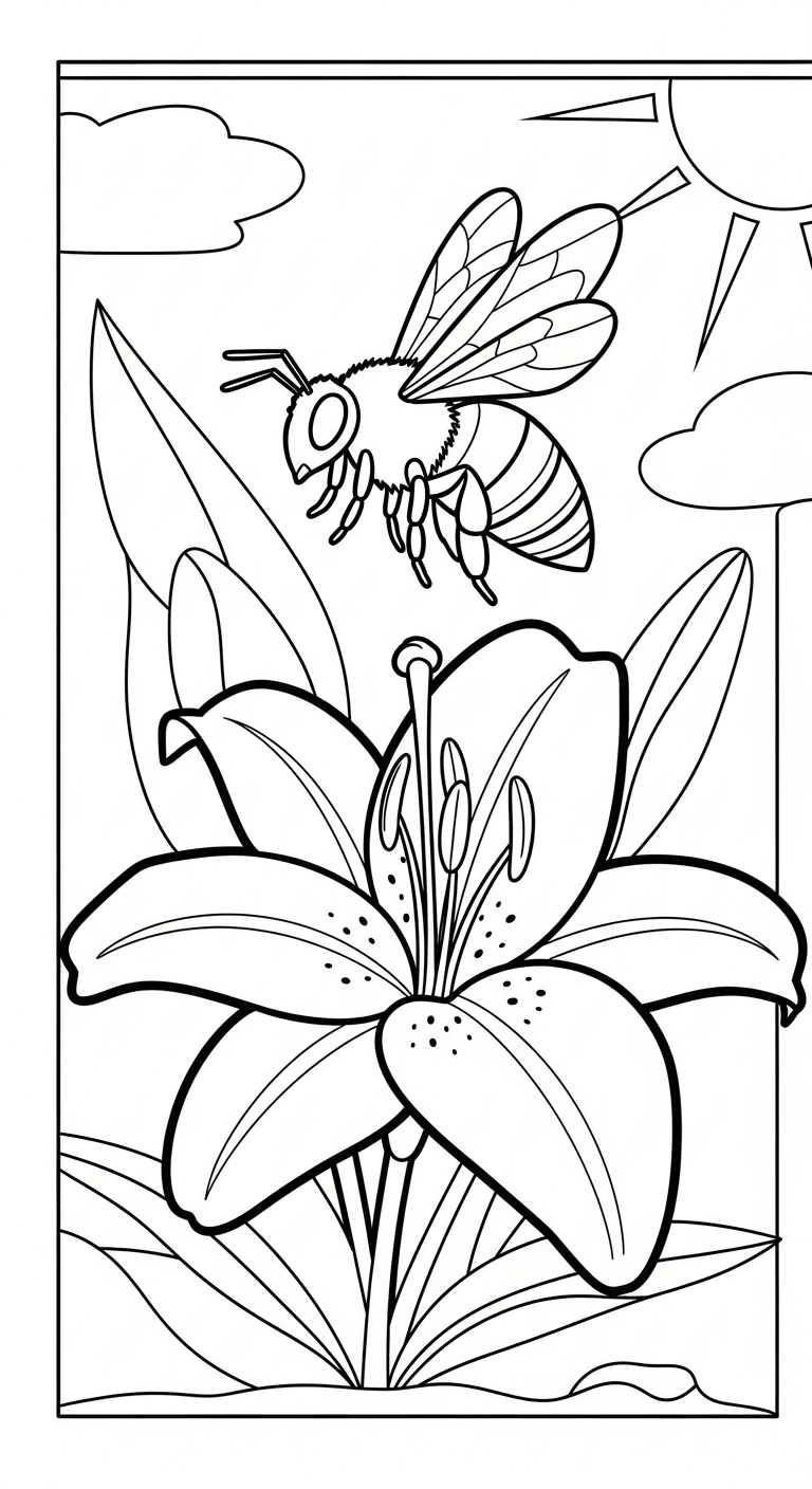 tranh tô màu hoa Ly cho bé 5 tuổi miễn phí