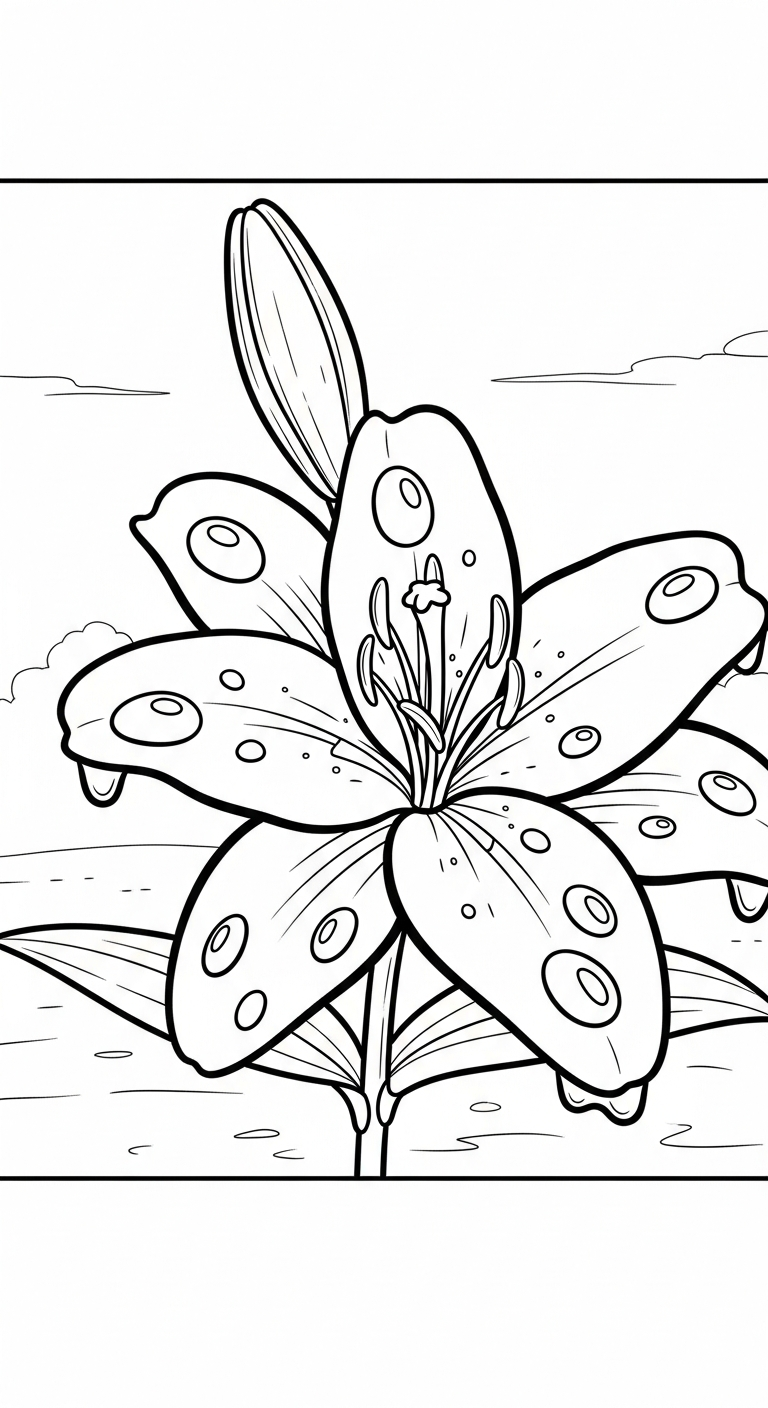 mẫu tranh tô màu hoa Ly cho bé