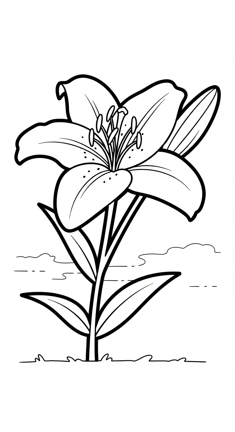 file hình tô màu hoa Ly cho bé in