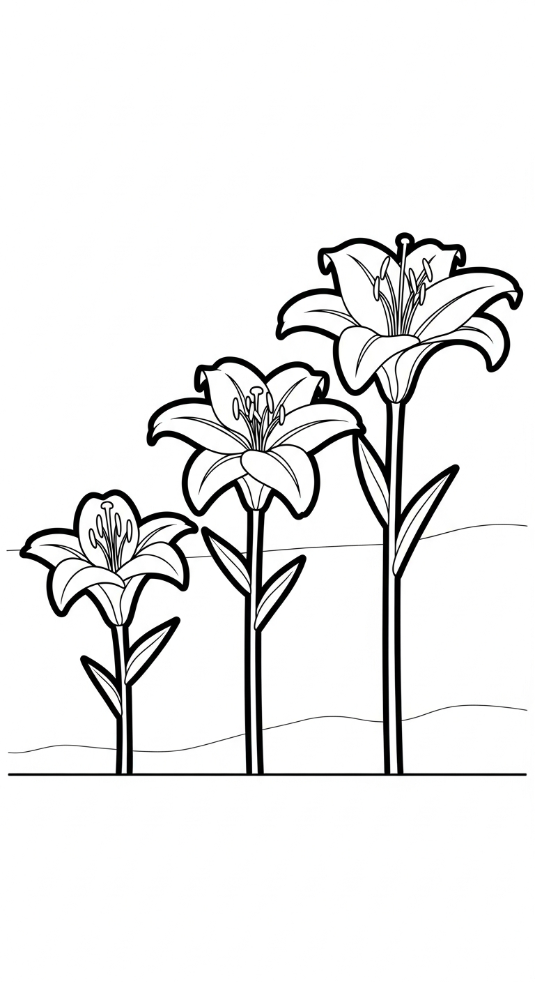 hình tô màu hoa Ly cho bé đơn giản
