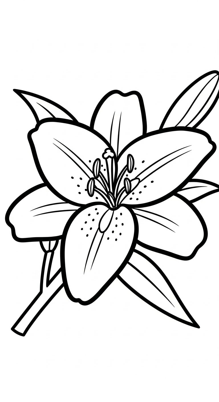 in tranh tô màu hoa Ly cho bé 8 tuổi 1