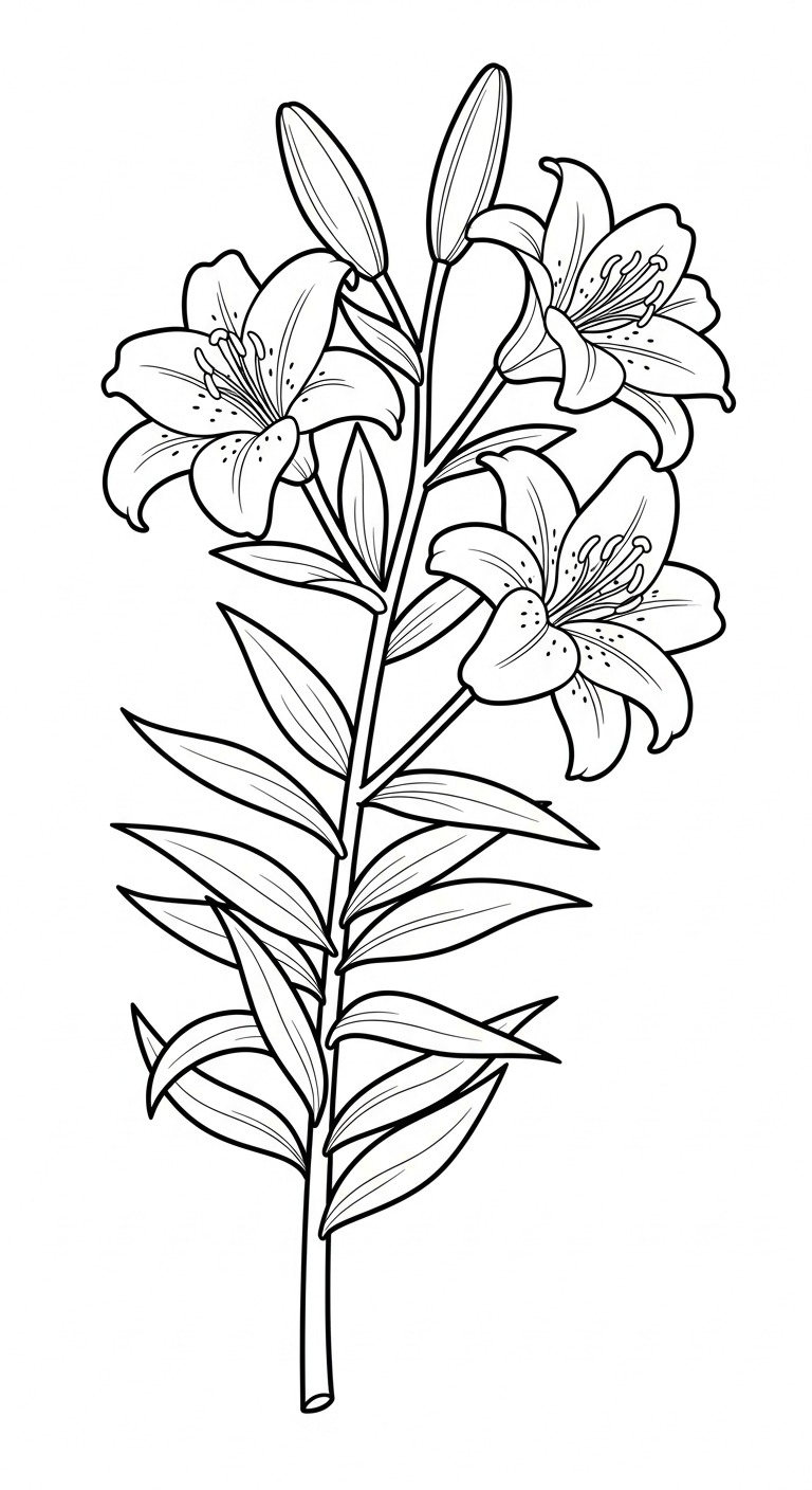 hình tô màu hoa Ly cho bé 8 tuổi miễn phí