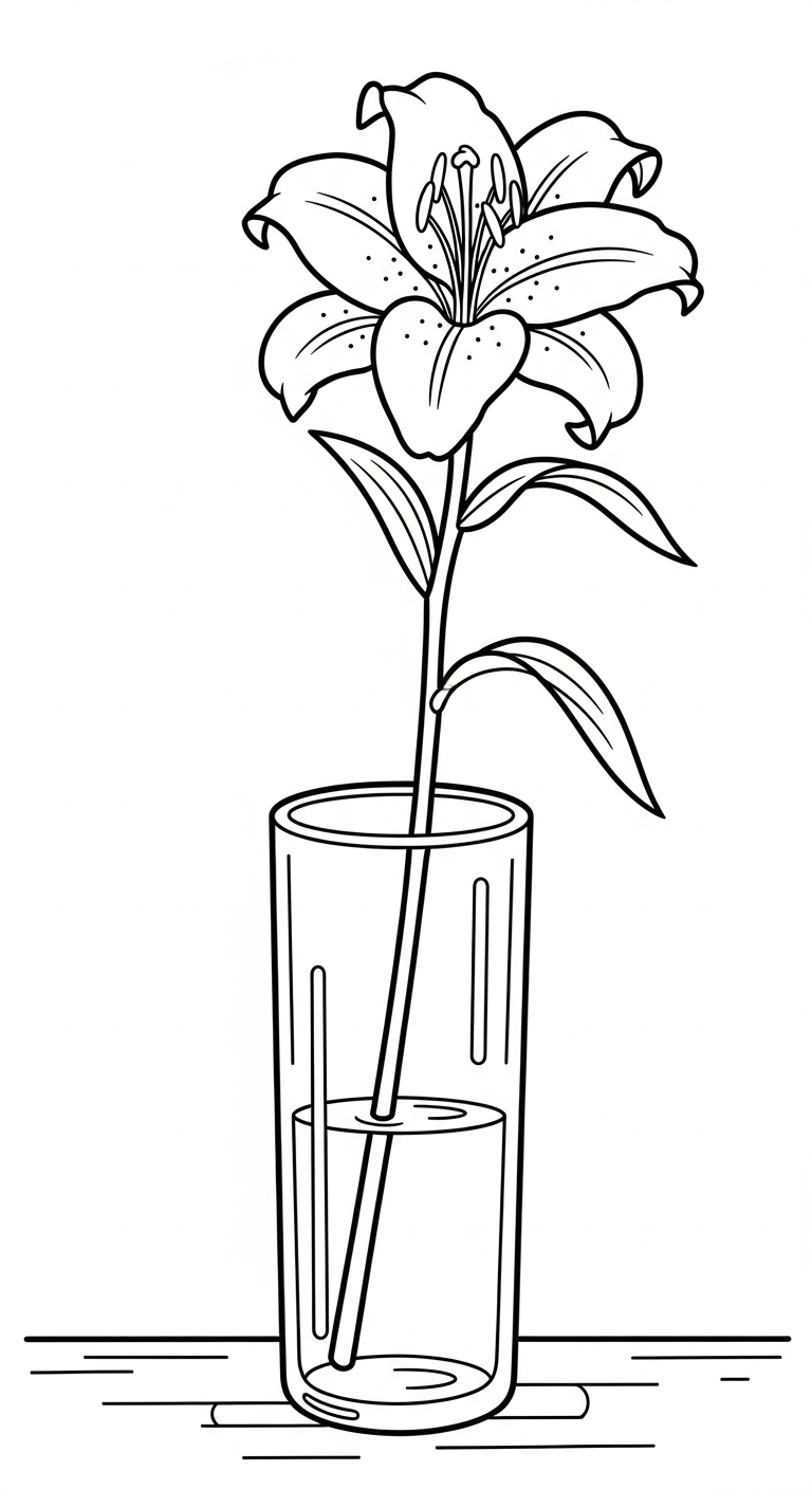 hình tô màu hoa Ly cho bé 7 tuổi miễn phí 1