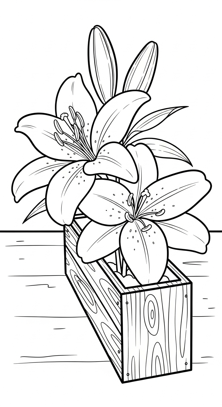 hình tô màu hoa Ly cho bé 5 tuổi