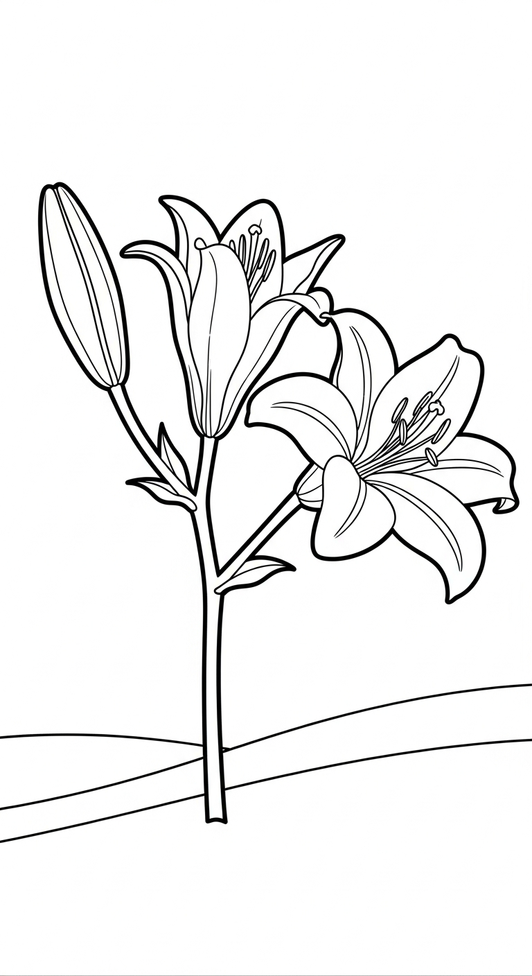hình tô màu hoa Ly cho bé 7 tuổi miễn phí