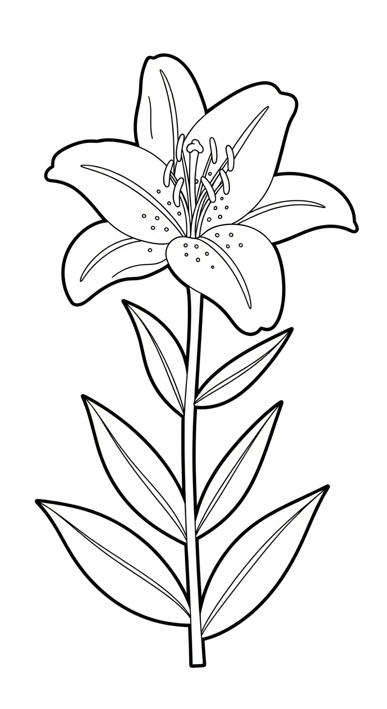 tranh tô màu hoa Ly cho trẻ em