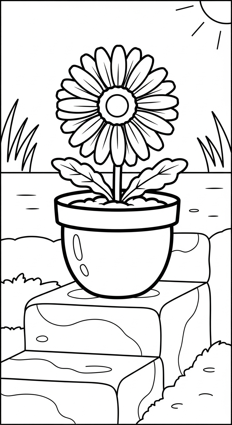 in hình tô màu hoa đồng tiền miễn phí