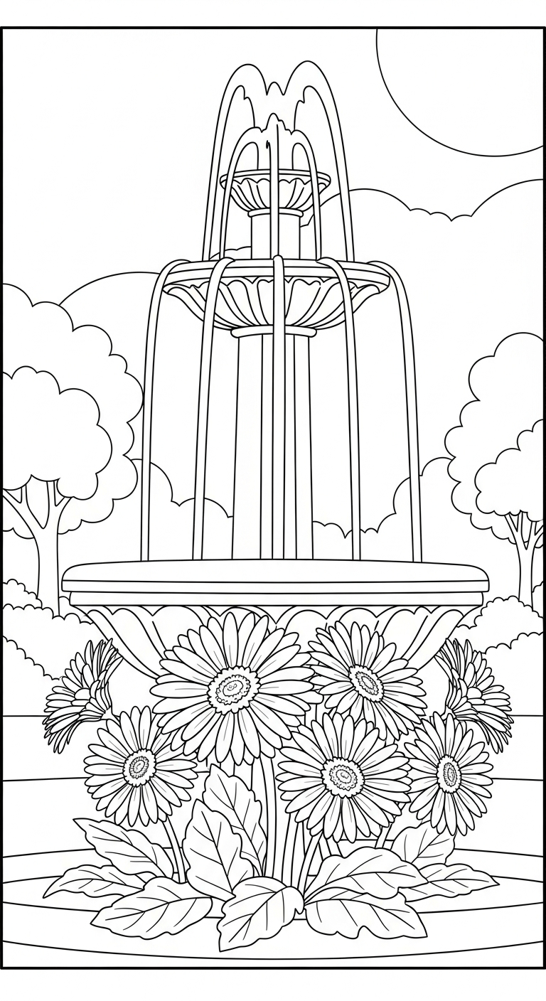 hình tô màu hoa đồng tiền cho bé đơn giản