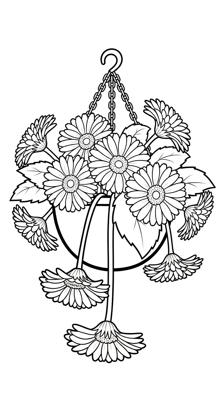 tranh tô màu hoa đồng tiền cho bé 8 tuổi