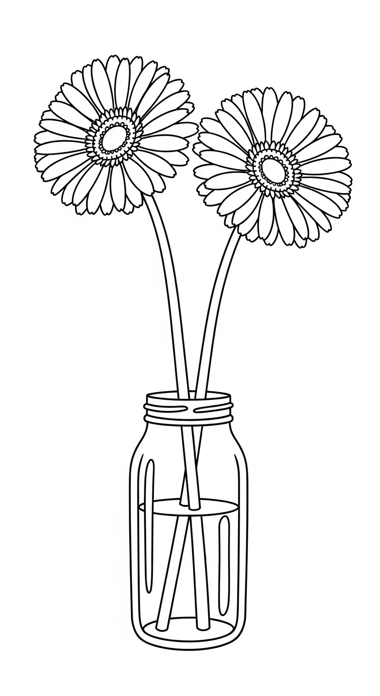 tải hình tô màu hoa đồng tiền cho bé 5 tuổi